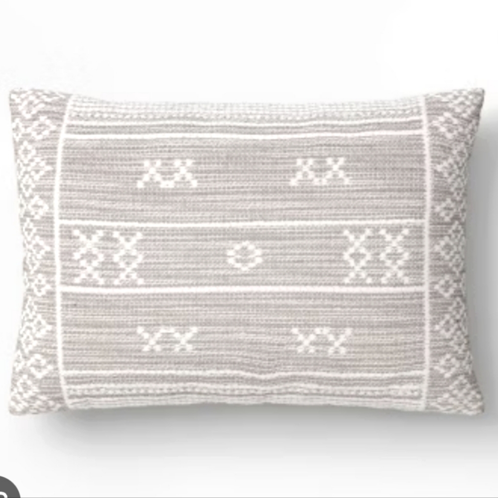 Large GREY 14"x20" Quatrefoil Outdoor Lumbar Pillow - Threshold Throw Pillow